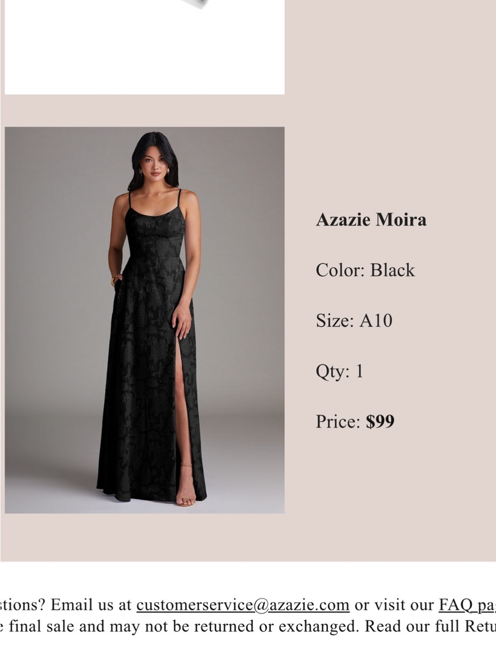 Never worn Azazie Black Moira Spaghetti Strap Maxi Gown